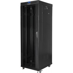 Szafa Instalacyjna Rack Stojąca 19" 37u 800x1000 Czarna Drzwi Szklane LCD Lanberg Flat Pack