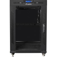 Szafa Instalacyjna Rack Stojąca 19" 15u 800x1000 Czarna Drzwi Szklane LCD Lanberg Flat Pack