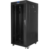 Szafa Instalacyjna Rack Stojąca 19" 22u 800x800 Czarna Drzwi Szklane LCD Lanberg Flat Pack