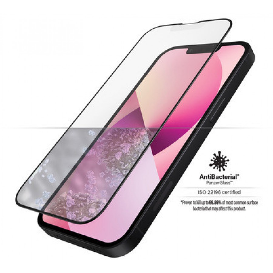 Szkło Hartowane Panzerglass Do Iphone 13 Mini Antybakteryjne Anty-Glare Czarny Do Etui