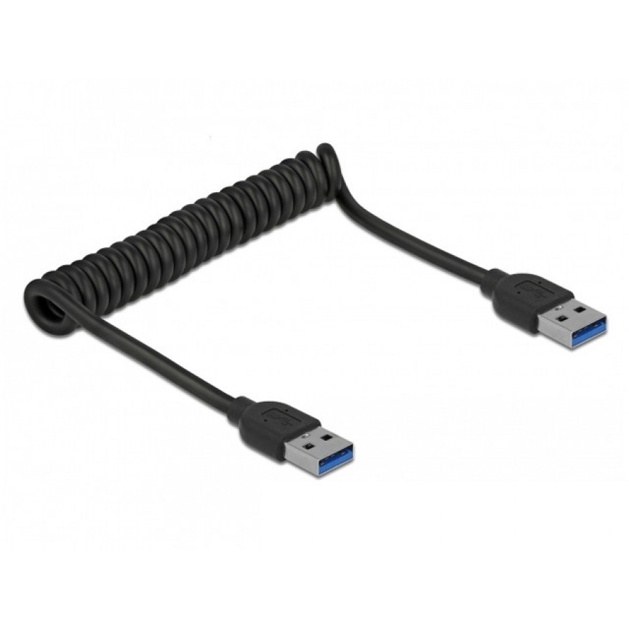 Kabel USB-A M/M 3.0 0.3-1.2m Spirala Czarny Delock