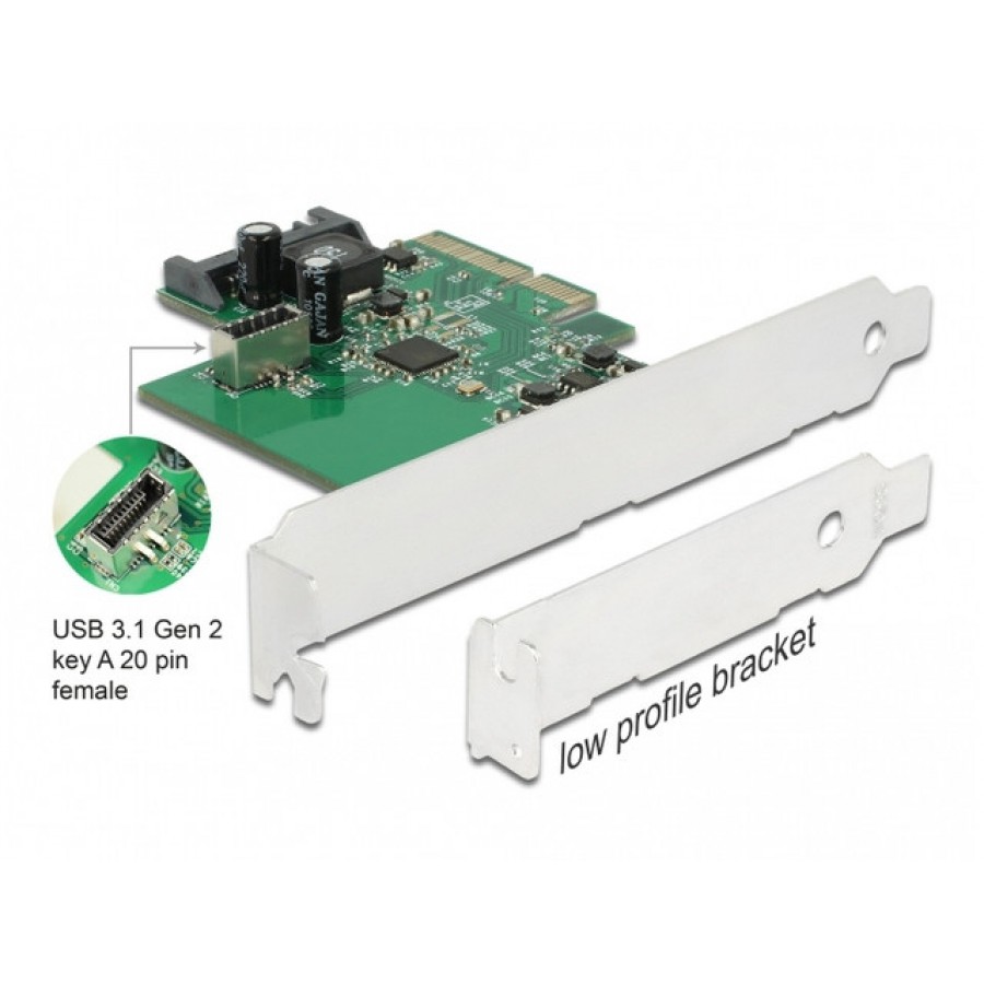 Karta PCI Express X4->1x USB 3.1 Gen2 Key A Wewnętrzne Delock