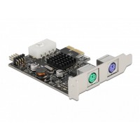 Karta PCI Express X1->2x PS/2 1x USB Pin Header 2.0 Śledź Low Profile Form Factor Delock