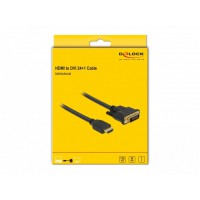 Kabel HDMI(M)->Dvi-D(M)(24+1) 3m Czarny Dual Link Pozłacane Styki Delock