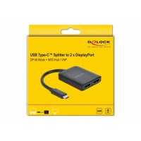 Splitter Video Delock USB-C->2x Displayport 4k 60Hz Mst/Vxp