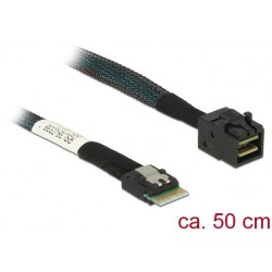 Kabel Sas Slim Sff-8654 4i(M)->Sas Mini Hd Sff-8643(M) 0.5m Czarny Delock