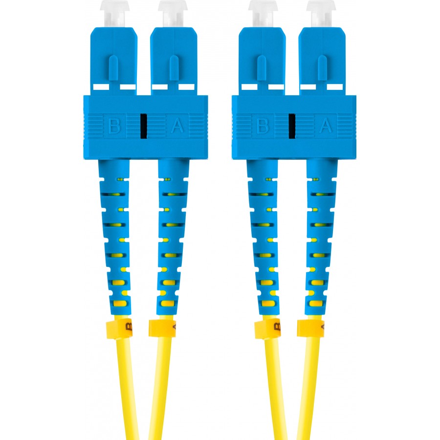 Patchcord Światłowodowy SMSC/UPC-SC/UPC Duplex 3.0mm LSZH G657A1 10m Żółty Lanberg