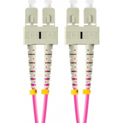 Patchcord Światłowodowy MM SC/UPC-SC/UPC Duplex 3.0mm Om4 50/125 LSZH 1m Fioletowy Lanberg