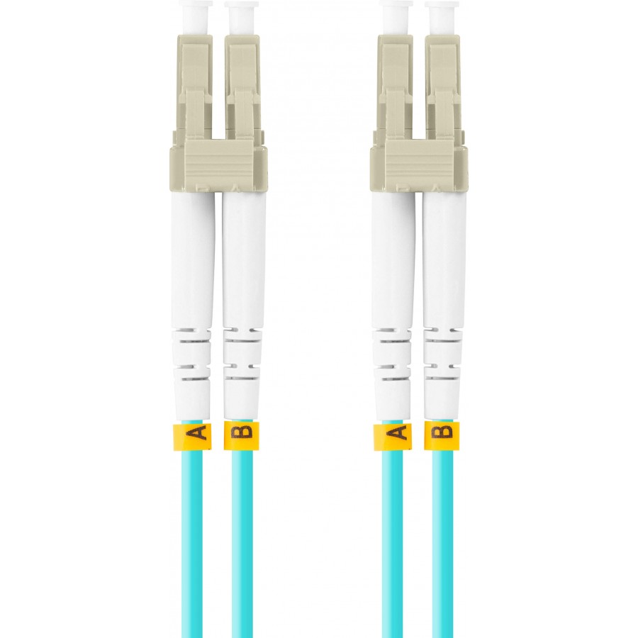 Patchcord Światłowodowy MM LC/UPC-LC/UPC Duplex 3.0mm Om3 50/125 LSZH 1m Aqua Lanberg