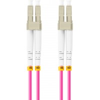 Patchcord Światłowodowy MM LC/UPC-LC/UPC Duplex 3.0mm Om4 50/125 LSZH 1m Fioletowy Lanberg