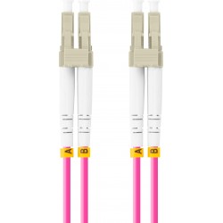 Patchcord Światłowodowy MM LC/UPC-LC/UPC Duplex 3.0mm Om4 50/125 LSZH 1m Fioletowy Lanberg