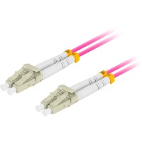 Patchcord Światłowodowy MM LC/UPC-LC/UPC Duplex 3.0mm Om4 50/125 LSZH 1m Fioletowy Lanberg