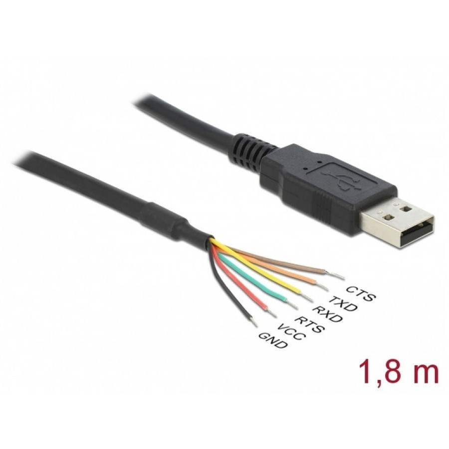 Kabel USB-A 2.0(M)->Serial TTL 3.3V 1.8m Czarny Delock