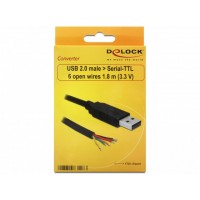 Kabel USB-A 2.0(M)->Serial TTL 3.3V 1.8m Czarny Delock