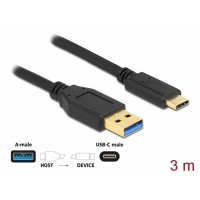 Kabel USB-A(M)-USB-C(M) 3.2 3m Czarny Delock