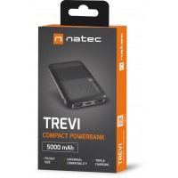 Powerbank Natec Trevi Compact 5000mAh 2x USB-A + 1x USB-C Czarny