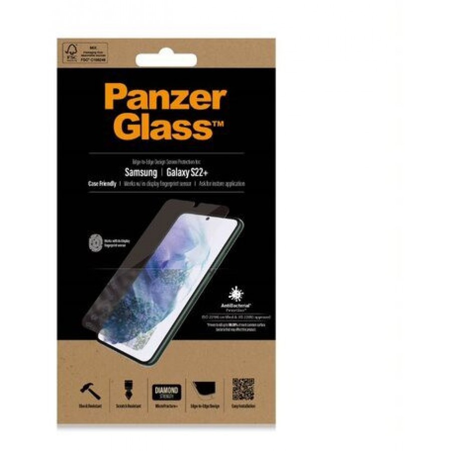 Szkło Hartowane Panzerglass Do Samsung Galaxy S22+ 5g Antybakteryjne Czarny Do Etui