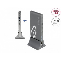 Stacja Dokująca Delock USB-C->HDMI, 2x Displayport 3x USB-A, USB-C ,RJ-45, Czytnik SD/MicroSD