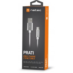 Kabel USB-C(M)->USB-A(M) 2.0 1m Oplot Srebrny Natec Prati