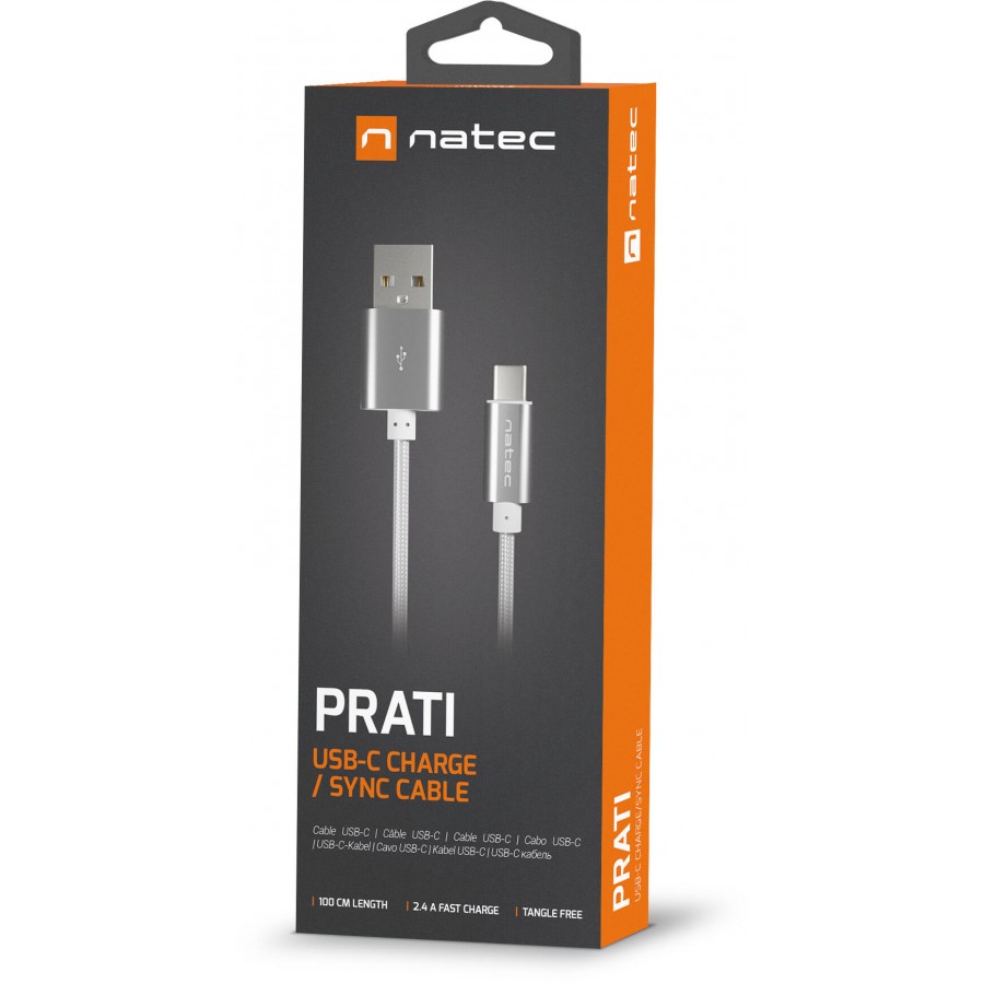 Kabel USB-C(M)->USB-A(M) 2.0 1m Oplot Srebrny Natec Prati