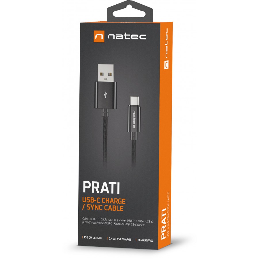 Kabel USB-C(M)->USB-A(M) 2.0 1m Oplot Czarny Natec Prati