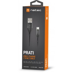 Kabel USB-C(M)->USB-A(M) 2.0 1m Oplot Czarny Led Natec Prati