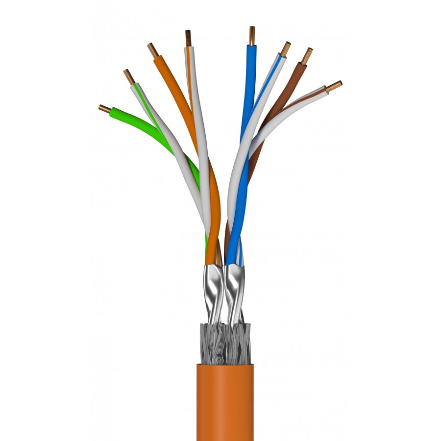 Kabel Lan SFTP Kat.7a 500m B2CA Drut CU LSZH Orange Fluke Passed Lanberg