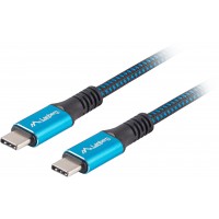 Kabel USB-C M/M USB4 0.5m 100W 8k 30Hz Czarno-Niebieski Lanberg