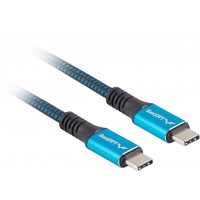 Kabel USB-C M/M USB4 0.5m 100W 8k 30Hz Czarno-Niebieski Lanberg