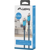 Kabel USB-C M/M USB4 0.5m 100W 8k 30Hz Czarno-Niebieski Lanberg