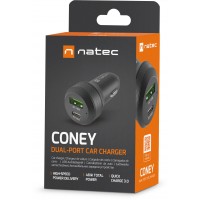 Ładowarka Samochodowa Natec Coney 1x USB 1x USB-C Power Delivery 3.0 48W QC3.0 Czarna