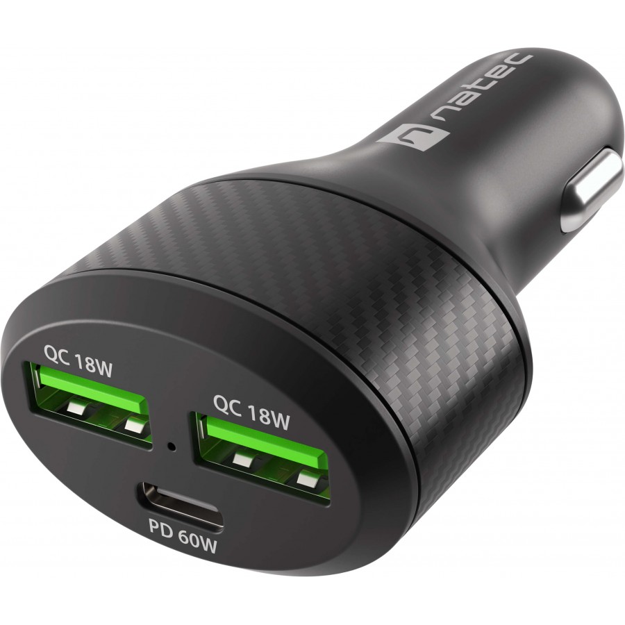 Ładowarka Samochodowa Natec Coney 2x USB 1x USB-C Power Delivery 3.0 84W QC3.0 Czarna