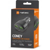 Ładowarka Samochodowa Natec Coney 2x USB 1x USB-C Power Delivery 3.0 84W QC3.0 Czarna