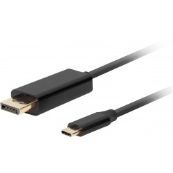 Kabel USB-C(M)->Displayport(M) 0.5m 4k 60Hz Czarny Lanberg