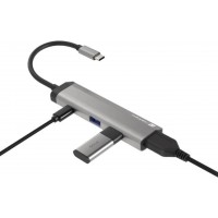 Multiport Adapter Natec Fowler Slim USB-C->Hub USB 3.0 2x, HDMI 4k, USB-C Pd