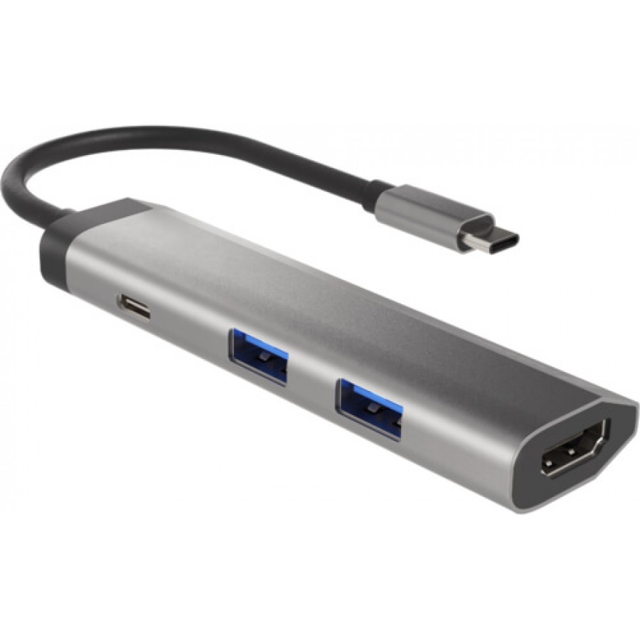 Multiport Adapter Natec Fowler Slim USB-C->Hub USB 3.0 2x, HDMI 4k, USB-C Pd