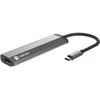 Multiport Adapter Natec Fowler Slim USB-C->Hub USB 3.0 2x, HDMI 4k, USB-C Pd