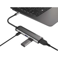 Multiport Adapter Natec Fowler Slim USB-C->Hub USB 3.0 2x, HDMI 4k, USB-C Pd