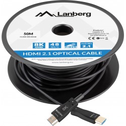 Kabel HDMI M/M V2.1 50m 8k Czarny Optyczny AOC Lanberg