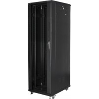 Szafa Instalacyjna Rack Stojąca 19" 42u 800x800 Czarna Drzwi Szklane Złożona Lanberg