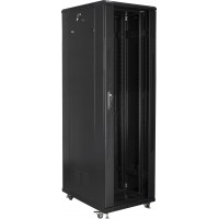 Szafa Instalacyjna Rack Stojąca 19" 42u 800x800 Czarna Drzwi Szklane Złożona Lanberg