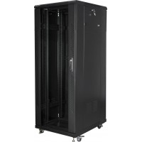 Szafa Instalacyjna Rack Stojąca 19" 32u 600x800 Czarna Drzwi Szklane Złożona Lanberg