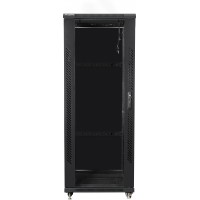 Szafa Instalacyjna Rack Stojąca 19" 32u 600x800 Czarna Drzwi Szklane Złożona Lanberg