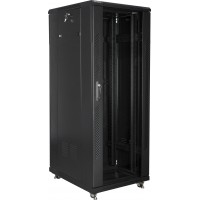 Szafa Instalacyjna Rack Stojąca 19" 32u 600x800 Czarna Drzwi Szklane Złożona Lanberg