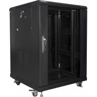 Szafa Instalacyjna Rack Stojąca 19" 15u 600x600 Czarna Drzwi Szklane Złożona Lanberg