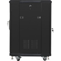 Szafa Instalacyjna Rack Stojąca 19" 15u 600x600 Czarna Drzwi Szklane Złożona Lanberg