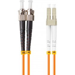 Patchcord Światłowodowy MM ST/UPC-LC/UPC Duplex 3.0mm OM2 50/125 Lszh 1m Pomarańczowy Lanberg