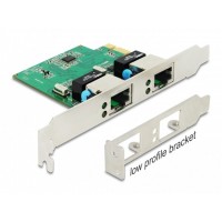 Karta Sieciowa Delock PCI Express X1 2x RJ45 1Gb Śledź Low Profile