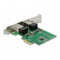 Karta Sieciowa Delock PCI Express X1 2x RJ45 1Gb Śledź Low Profile