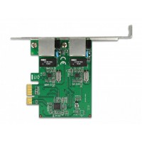 Karta Sieciowa Delock PCI Express X1 2x RJ45 1Gb Śledź Low Profile